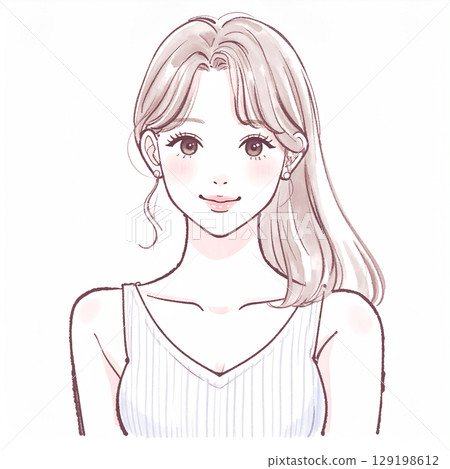 婦女和女孩插畫素材 129198612