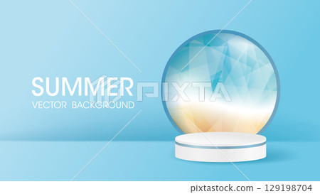 Summer seaside beach abstract background product display stand banner poster leaflet vector material picture 129198704