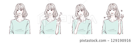 Illustration material of women and girls 129198916