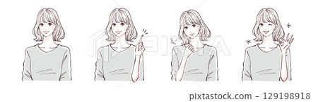 Illustration material of women and girls Illustration material of women and girls 129198918