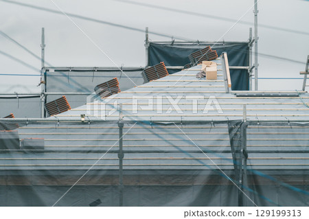 Newly constructed roof construction Newly constructed roof construction 129199313