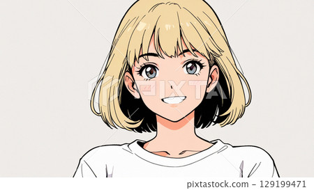 短髮女人溫柔微笑 129199471