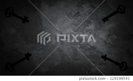 Silhouette of an old key on a charcoal background 129199541