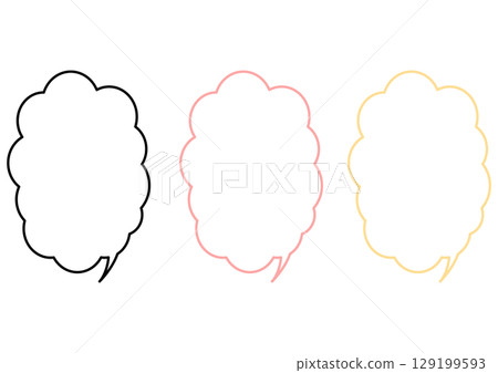 A simple set of colorful cloud-shaped speech bubbles 129199593