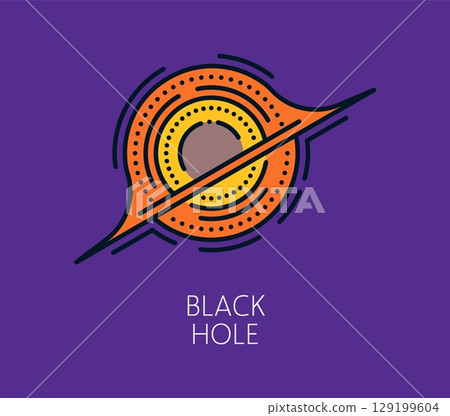 Space astronomy black hole color line icon. Galaxy outerspace research or discovery thin line icon, space travel linear vector icon. Cosmos exploration lineart sign or astronomy flight outline symbol 129199604