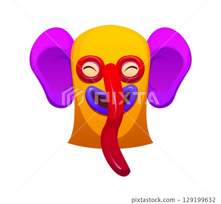 Barranquilla Colombian carnival holiday symbol of marimonda monkey, vector mask. Carnaval de Barranquilla or Colombian carnival folklore fiesta icon of marimonda face mask from traditional costume Barranquilla Colombian carnival holiday symbol of marimonda monkey, vector mask. Carnaval de Barranquilla or Colombian carnival folklore fiesta icon of marimonda face mask from traditional costume 129199632