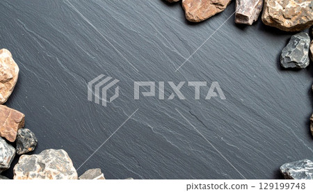 Gray background design highlighting natural stone 129199748