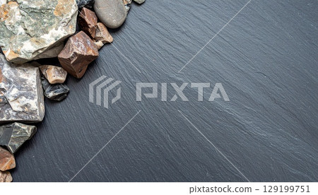 Gray background design highlighting natural stone 129199751