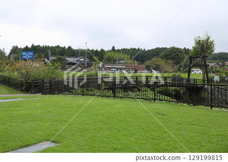 Mount Fuji, Shiraitonotaki Terrace Entrance Suspension Bridge Fujinomiya City, Shizuoka Prefecture 129199815