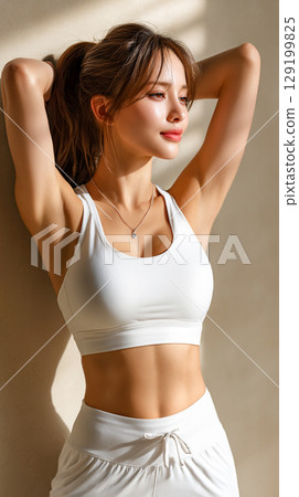 擁有美麗身材的女人展現自信與光芒的時刻 129199825