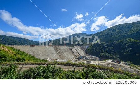 August 2025, Naruse Dam, downstream construction site seen from the right bank observation deck, Akita Prefecture 129200006