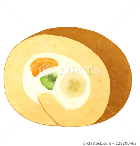 柳橙、奇異果和香蕉水果捲蛋糕 柳橙、奇異果和香蕉水果捲蛋糕 129200462