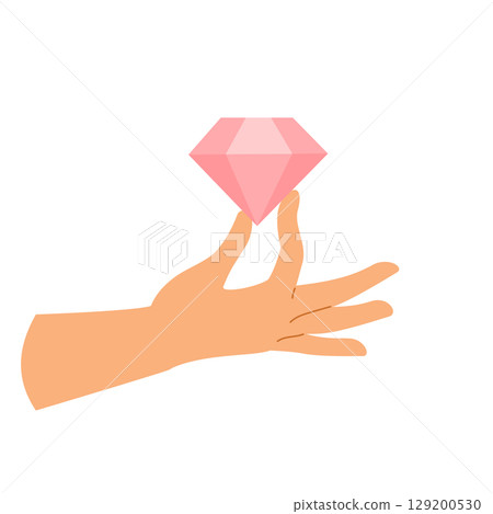 Hand Holding Pink Jewel Vector Illustration 129200530
