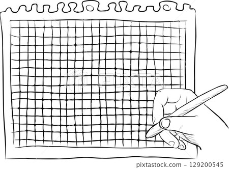 Hand with Pen and Paper Vector School isolated Design Element 129200545
