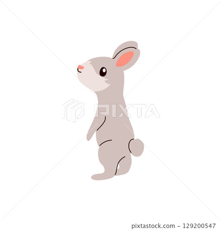Cute Bunny Profile Vector Side View Rabbit Character 129200547