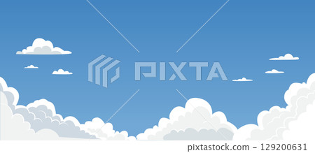 Peaceful Blue Sky Background With White Clouds Vector Illustration 129200631