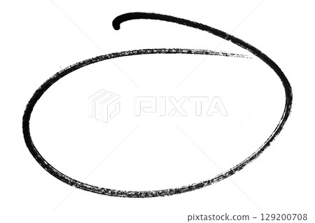 Black pencil highlight circle mark isolated on transparent background 129200708