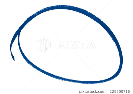 Blue pencil highlight circle mark isolated on transparent background 129200716