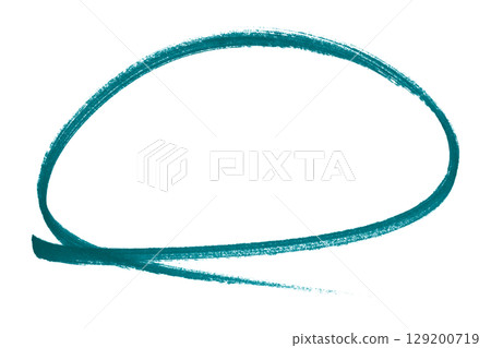 Green pencil highlight circle mark isolated on transparent background 129200719