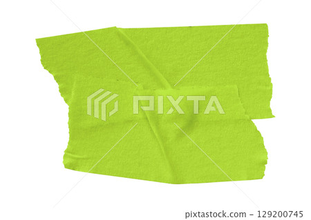 green crumpled torn tape isolated on transparent background 129200745