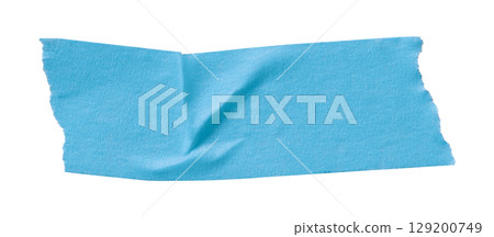 Light blue crumpled torn tape isolated on transparent background Light blue crumpled torn tape isolated on transparent background 129200749