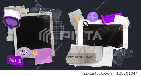 Mixed media photo collage in y2k aesthetic 129201044