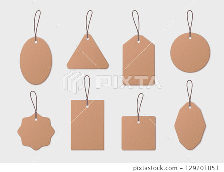 Brown price tag collection with string 129201051