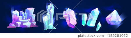 Crystal stone set for game design 129201052