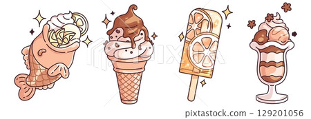 Kawaii ice cream set 129201056