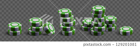 Green white casino chip stacks 3d Green white casino chip stacks 3d 129201081