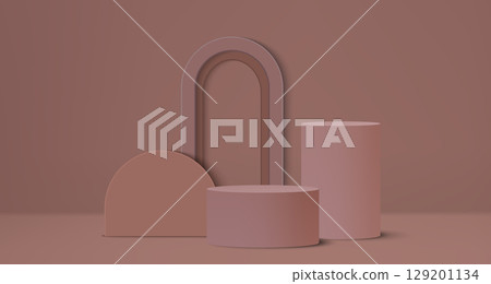 Cacao brown podium composition with arch backdrop 129201134