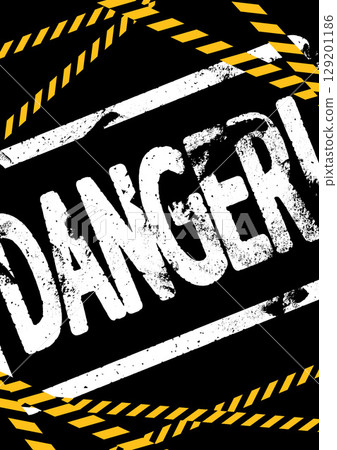 DANGER warning background with text and traffic tape 129201186