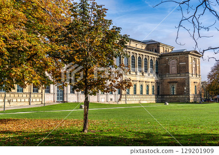 Golden autumn view at the historic palace and museum Alte Pinakothek in Munich in Bavaria 129201909