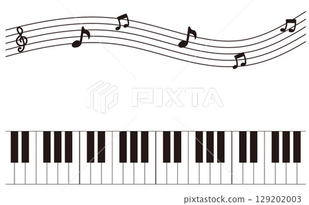 鋼琴和樂譜音樂背景插圖裝飾素材 鋼琴和樂譜音樂背景插圖裝飾素材 129202003
