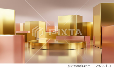 Modern AI Abstract Gold Geometric Shapes 129202104