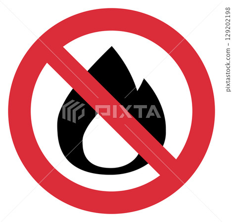 Silhouette icon illustration of a no open flames sign Silhouette icon illustration of a no open flames sign 129202198