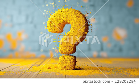 Yellow Particle Abstract Question Mark AI Art 129202284