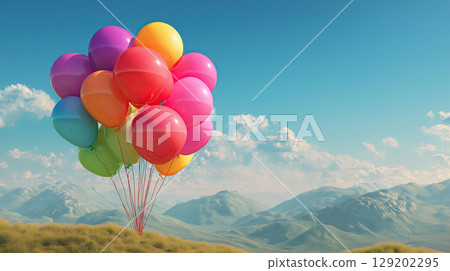 Balloons Against a Scenic Backdrop AI Art 129202295