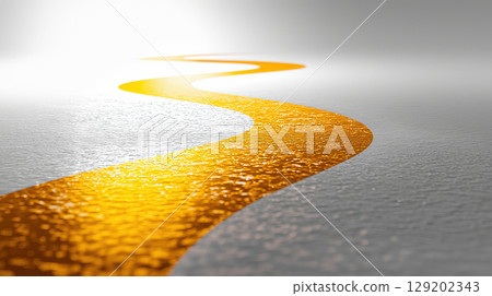 Curved Golden Path on Calm Abstract Background 129202343