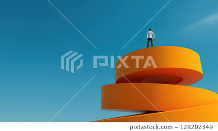 Surreal Journey up a Vibrant Spiral Path Generative AI 129202349