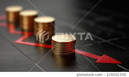 Growth Trend Represented by Stacks of Coins Generative AI 129202350