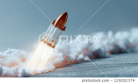 Rocket Launches Into Abstract Sky With Smoke Generative AI 129202374