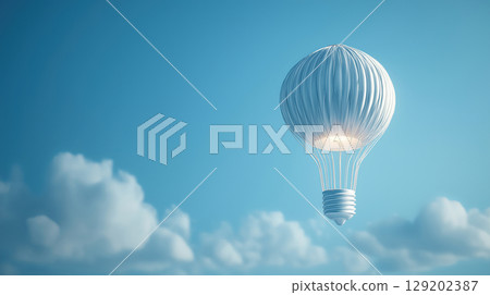 Hot Air Balloon Floating in a Serene Sky Generative AI Hot Air Balloon Floating in a Serene Sky Generative AI 129202387