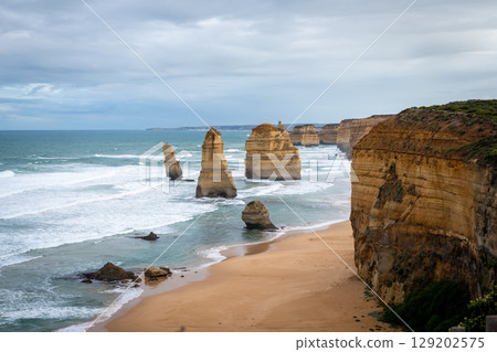 Majestic Twelve Apostles along the Great Ocean Road in Australia 129202575