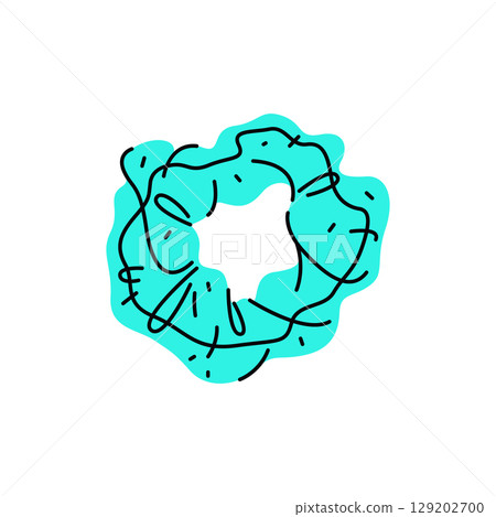 Vector icon of hairband or hair tie. Ribbon for woman head. Elastic band for female ponytail, scrunchie. Haircut and comb beauty item. Feminine headwear holder. Lady head wardrobe sign. Fashion, wear. 129202700