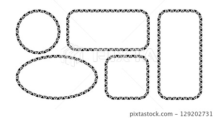 African pattern circle frame. Mexican ethnic motif border. Triangular ornament round frame. Sun stamp. African ethnic culture ornament Vector illustration isolated on white background 129202731