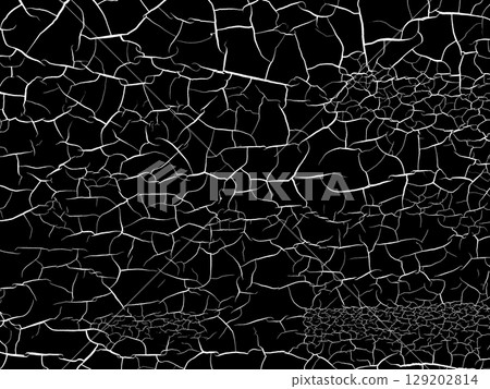 A background of fine white cracks on a black background 129202814