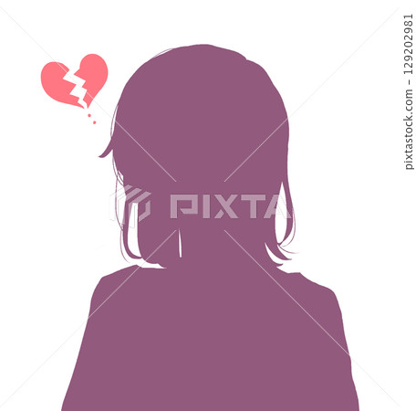 圓胖的女人剪影與破碎的心 129202981