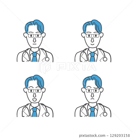 醫生男4種臉部表情 醫生男4種臉部表情 129203158