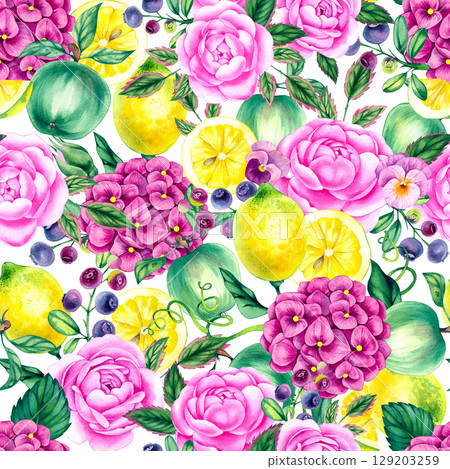 Hand drawn watercolor illustration Whispers of the Garden 129203259